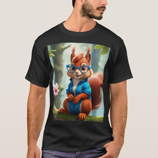 Camiseta Esquilo Bonito na Ramificação da Árvore (Frente)