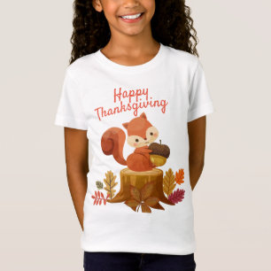 Camiseta Esquilo bonito segurando um Dia de Ação de Graças