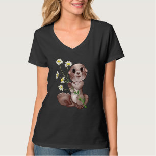 Camiseta Esquilo Bonito Segurando Um Esquilo De Roedor Flor