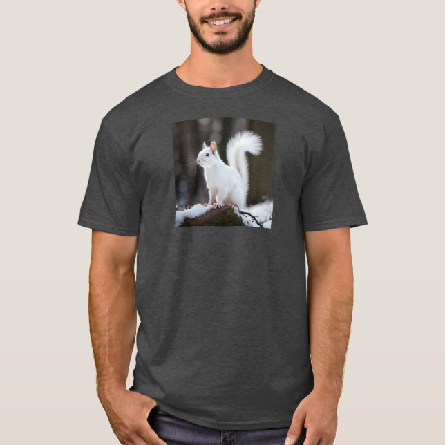 Camiseta Esquilo Branco 01 vintage engraçado (Frente)