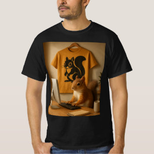 Camiseta Esquilo-Cinto e Camisa-Laptop Gráfico
