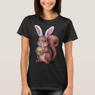 Camiseta Esquilo Com Coelhinhos Ouvem Páscoas Engraçadas Me