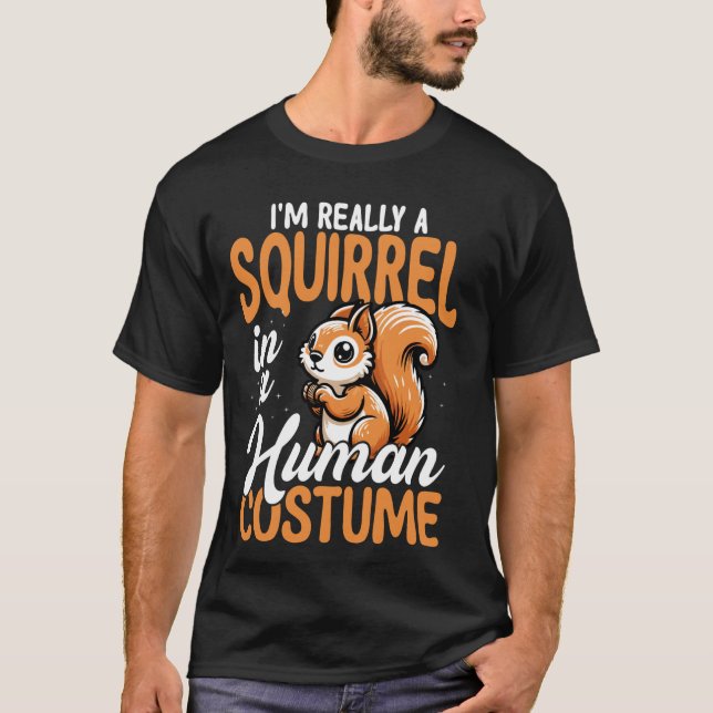 Camiseta Esquilo com Fantasia Humana Engraçado (Frente)