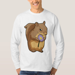 Camiseta Esquilo com flor púrpura