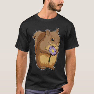 Camiseta Esquilo com flor púrpura