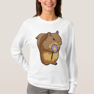 Camiseta Esquilo com flor púrpura