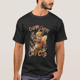 Camiseta esquilo com flores e esquilos bonitos