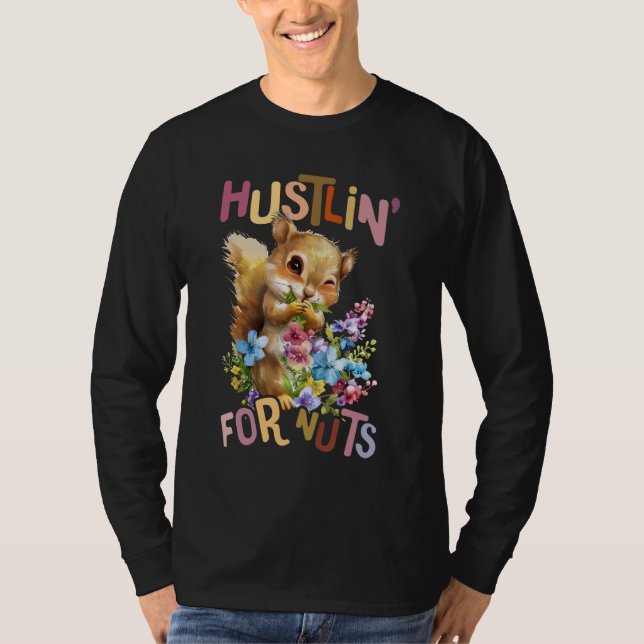 Camiseta esquilo com flores, lindinho giro e giro para n (Frente)