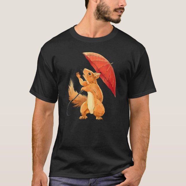 Camiseta Esquilo com guarda-chuva na chuva Mulheres choram (Frente)
