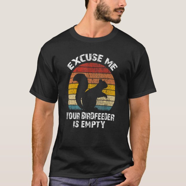 Camiseta Esquilo Com Licença Seu Alimentador De Pássaros Es (Frente)