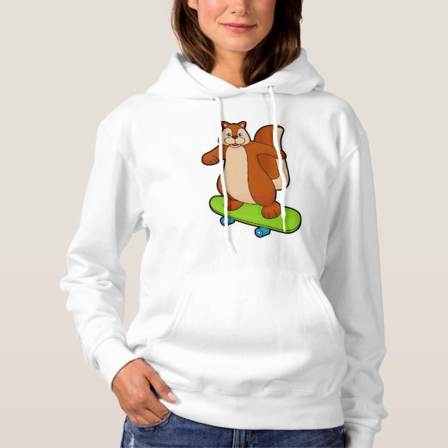 Camiseta Esquilo como Patinador com skate (Frente)