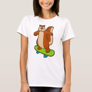 Camiseta Esquilo como Patinador com skate