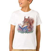 Esquilo De Aquarela Lendo Um Livro