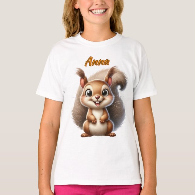 Camiseta Esquilo De Bebê Cheio - Crianças Personalizáveis (Frente)