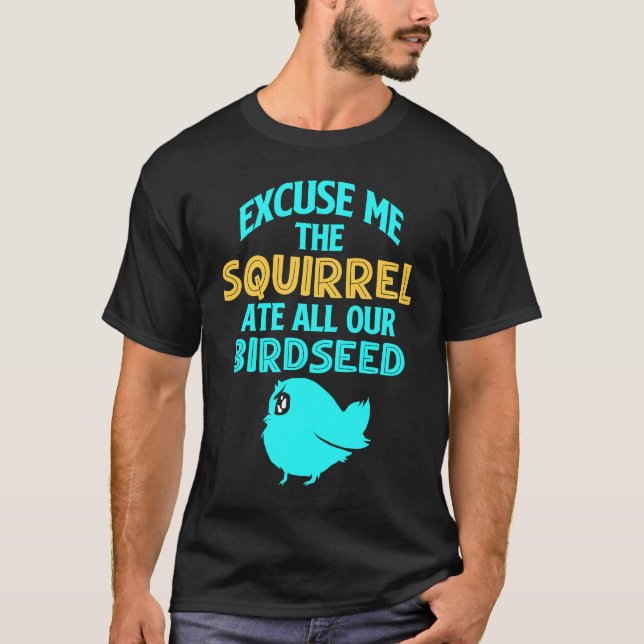 Camiseta Esquilo de Comedouro de Pássaros (Frente)