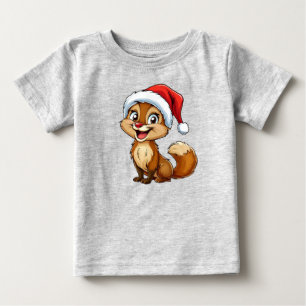 Camiseta Esquilo de desenho animado adorável com chapéu de