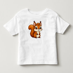 Camiseta Esquilo de desenho animado adorável com olhos gran