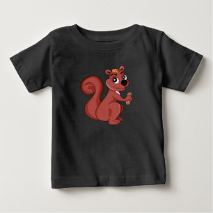Camiseta Esquilo de desenho animado fofo com um amendoim