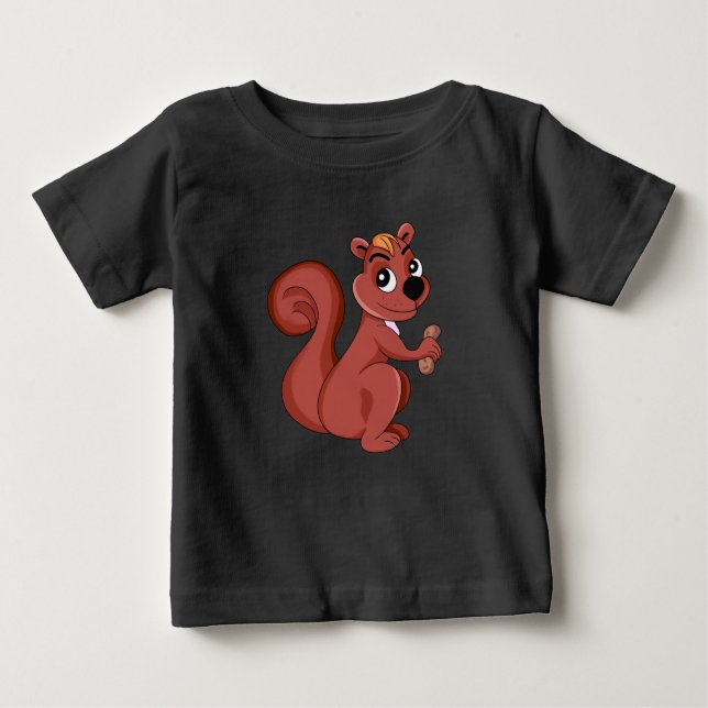 Camiseta Esquilo de desenho animado fofo com um amendoim (Frente)