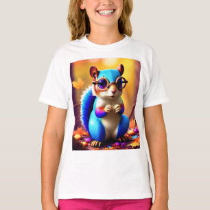 Camiseta Esquilo de desfoque em branco com vidro