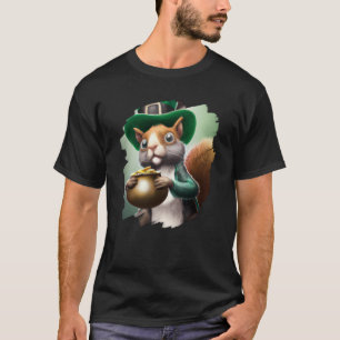 Camiseta Esquilo de Dia de São Patrício Leprechaun de Esqui