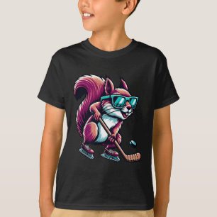 Camiseta Esquilo de Hóquei no Gelo Legal Esquiando