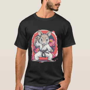 Camiseta Esquilo de Karatê Fofo Flor de Lótus Kickboxing de
