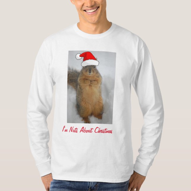 Camiseta Esquilo de Natal com Santa Hat (Frente)