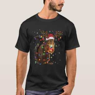 Camiseta Esquilo de Natal Tee Reindeer Luzes de Natal P