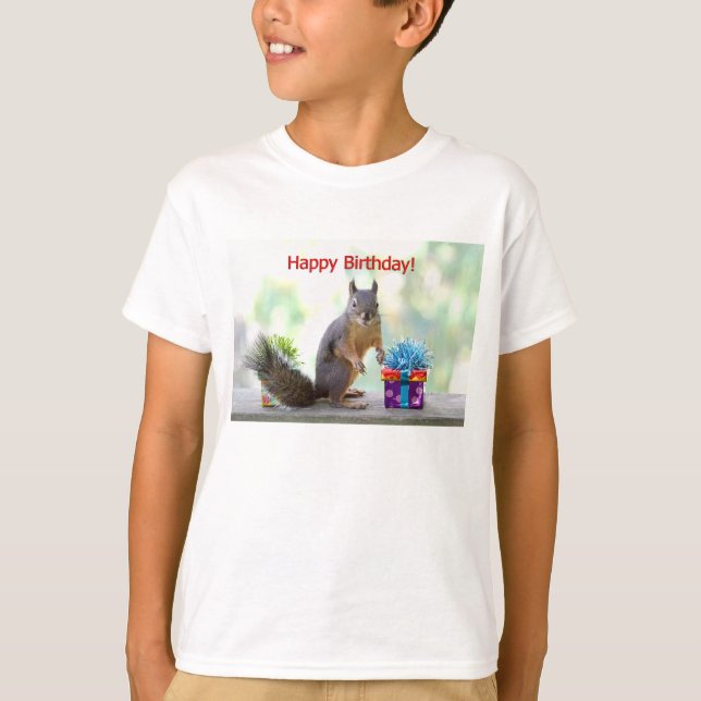 Camiseta Esquilo do feliz aniversario (Frente)