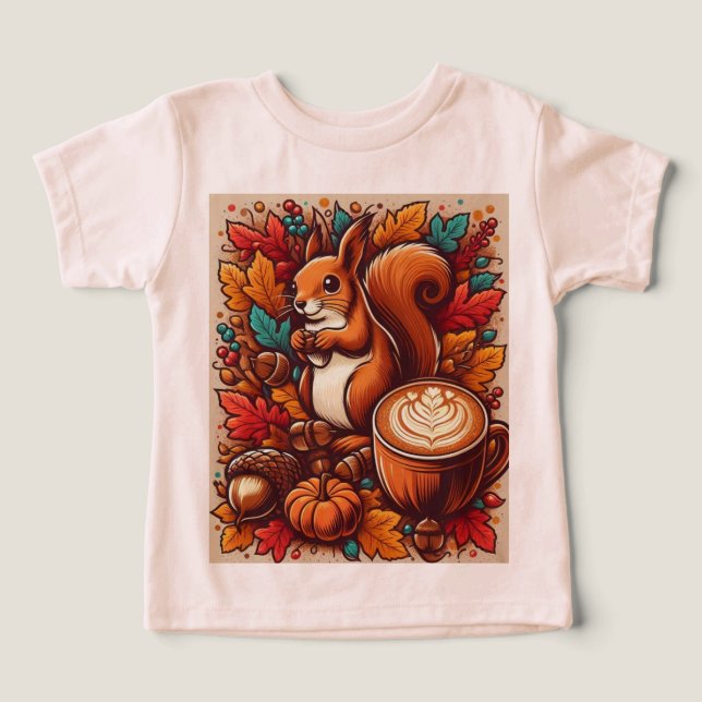 Camiseta Esquilo e Acorn (Design frontal)