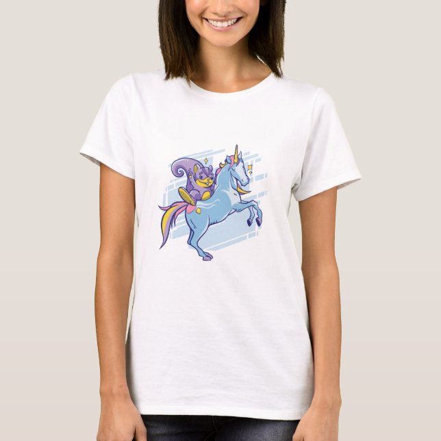 Camiseta Esquilo e Unicórnio, Amigos Mágicos (Frente)
