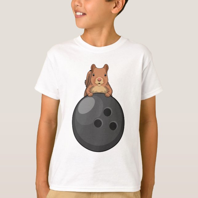 Camiseta Esquilo em Boliches com Bola de boliche (Frente)