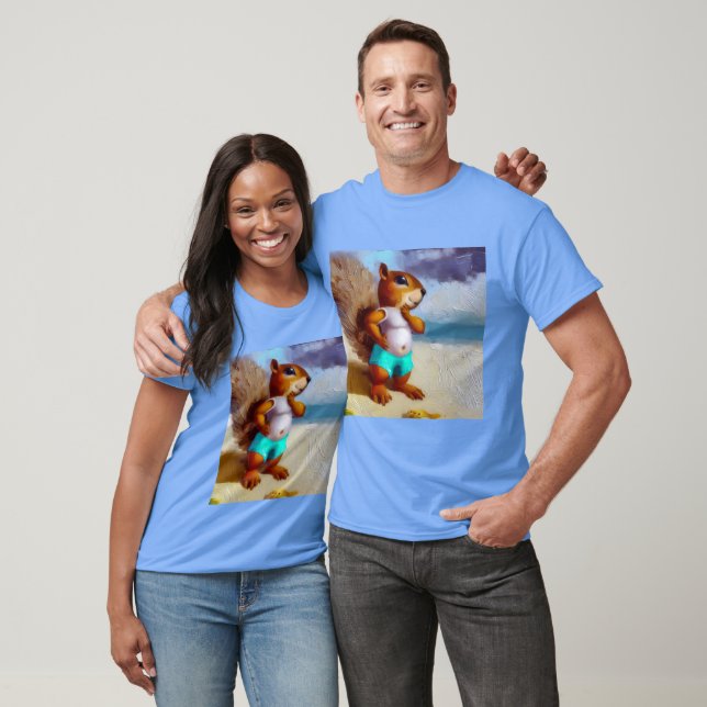 Camiseta Esquilo Em Uma Praia (Unissex)