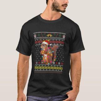Camiseta Esquilo Engraçado Feliz Natal Santa Hat Flocos de 