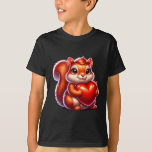 Camiseta Esquilo Engraçado Fofo Abraçando Coração Dia dos N