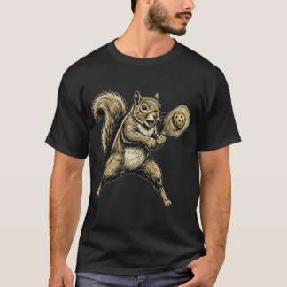 Camiseta Esquilo Engraçado Jogando Pickleball Vintage