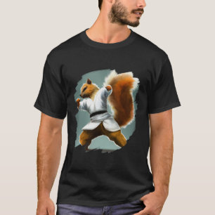 Camiseta Esquilo Faz Chute de Caratê Faixa Preta Artes Marc
