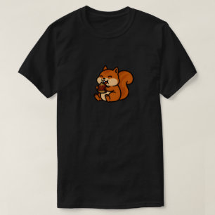 Camiseta Esquilo Feliz e Fofo Comendo Bolota Desenho Animad