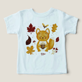 Camiseta Esquilo Florestal Fofo com Aquarela de Bolota 