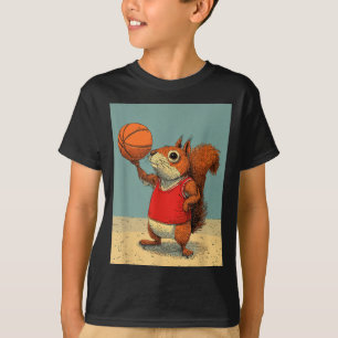 Camiseta Esquilo fofo animal desenho engraçado de basquete