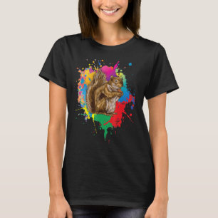 Camiseta Esquilo Fofo Arte Pop Colorida Animais Com Salpico