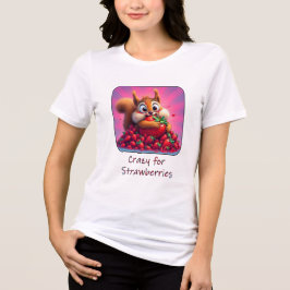Camiseta Esquilo Fofo “Louco por Morangos”, engraçado