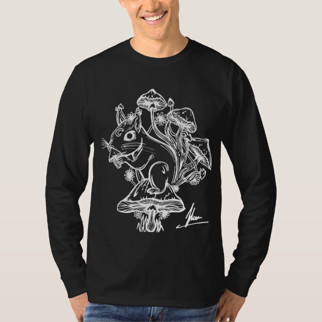 Camiseta Esquilo Longsleeve preto (Frente)