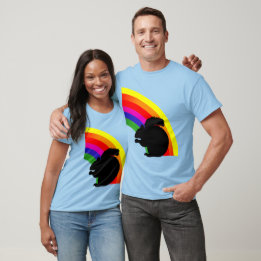 Camiseta Esquilo Negro Silhueta Colorida Arco-Íris Unisex
