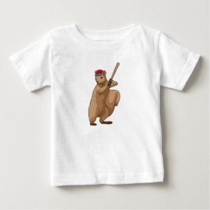 Camiseta Esquilo no Baseball com bastão de Baseball