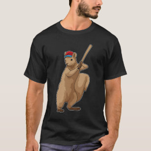 Camiseta Esquilo no Baseball com bastão de beisebol