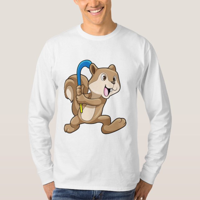 Camiseta Esquilo no hóquei de campo com Stick (Frente)