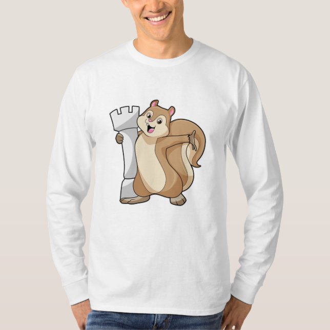 Camiseta Esquilo no xadrez com a peça de xadrez King (Frente)