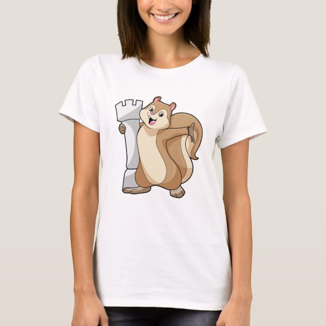 Camiseta Esquilo no Xadrez com Rei peça de Xadrez (Frente)